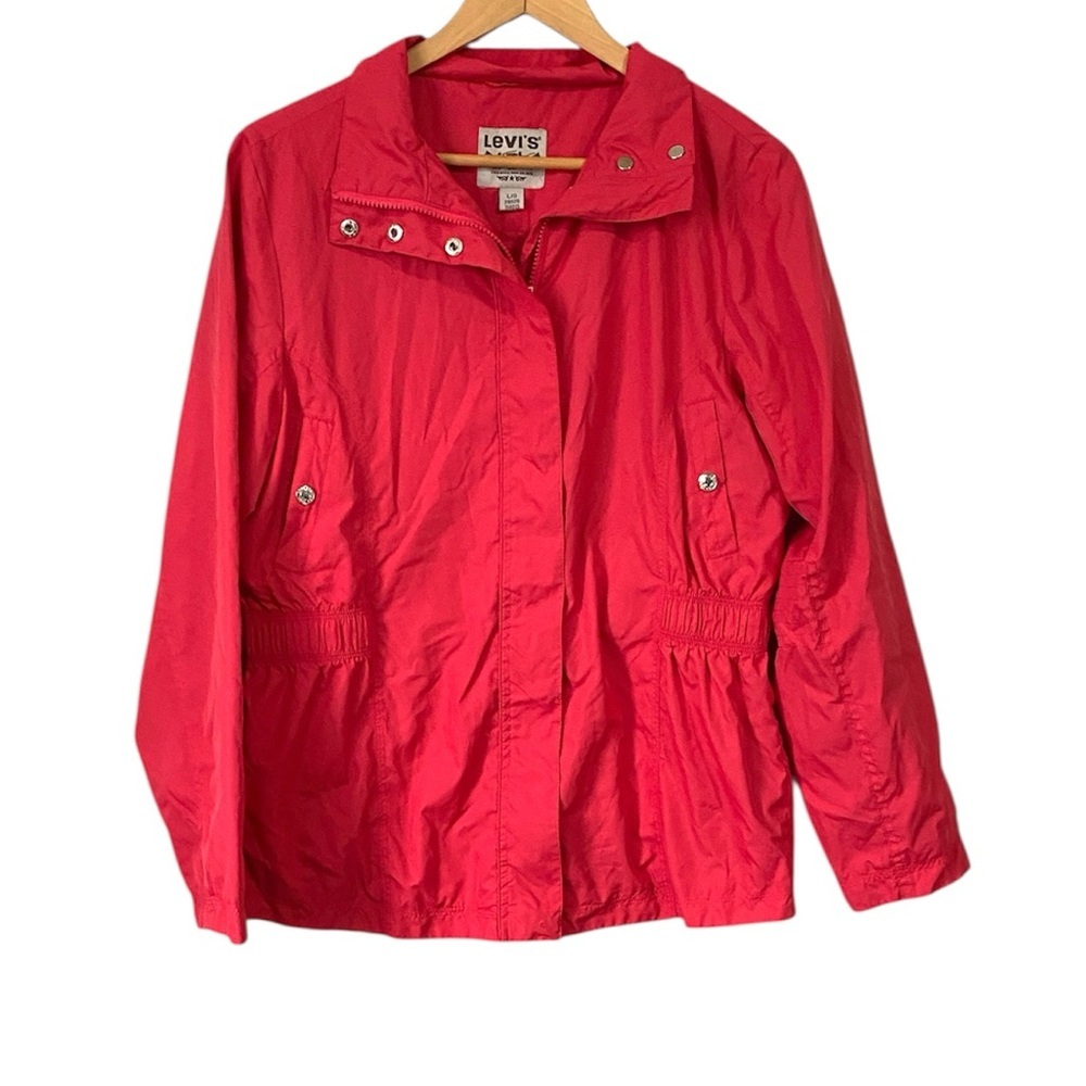 Vintage Levi's Women's Vibrant Red/pink windbreaker lightweight Jacket size L